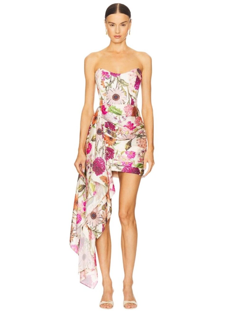 Katie May Chasing Dawn Gown in Pink Daisy Large Womens Mini Strapless